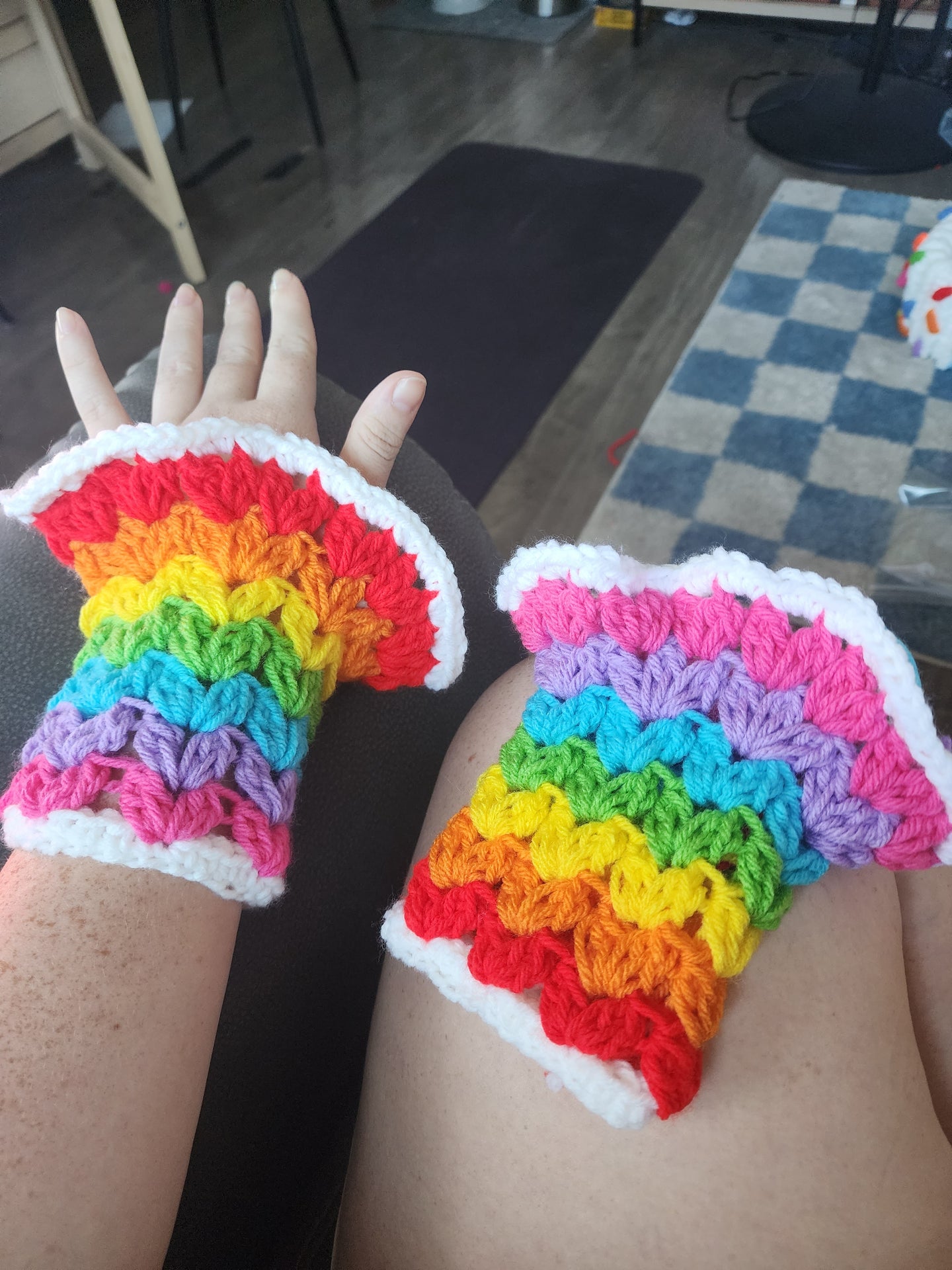 White or Rainbow Wrist Cuffs