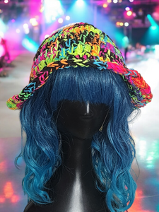 Neon Smiley Face UV Reactive Bucket Hat